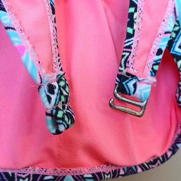 Breaking Waves Multicolor ruched halter Bikini Top junior sz M swimwear - Picture 9 of 11